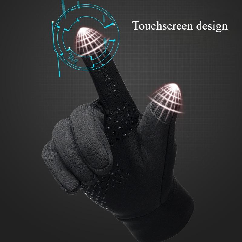 Мужские зимние водонепроницаемые велосипедные перчатки для спорта на открытом воздухе, лыжный бег, мотоциклетные флисовые перчатки с сенсорным экраном, нескользящие теплые полные пальцы