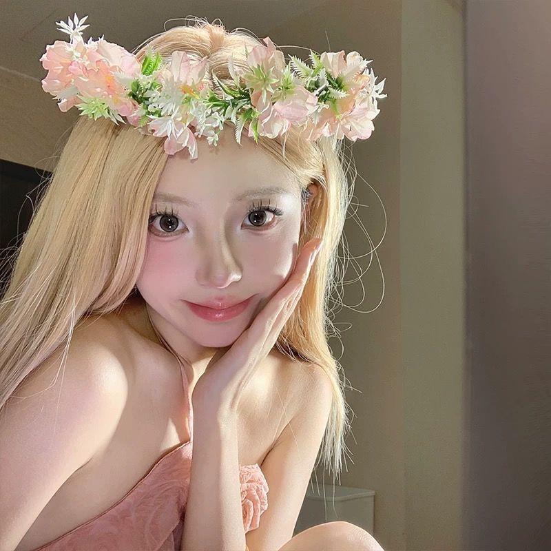 Flower Garland Headdress, Princess Forest Hair Headband, Flower Girl Dress, Wedding Headdress, High Beauty Headband, Hair Accessory