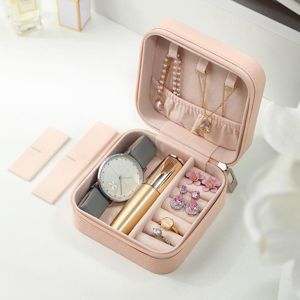 Jewelry Organizer Display Travel Jewelry Case Boxes Travel Portable Jewelry Box Leather Storage Organizer Earring Holder