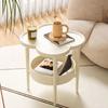 Современный минималистичный кремовый прикроватный столик с четырехлистником и изогнутой поверхностью для хранения
