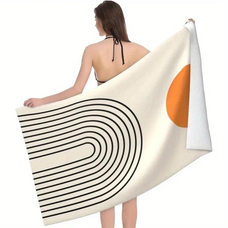Abstract Boho Beach Towel Large Minimalist Line Bath Towel Quick Dry Sand Free Swimming Pool Travel Blanket Summer Vacation Gift