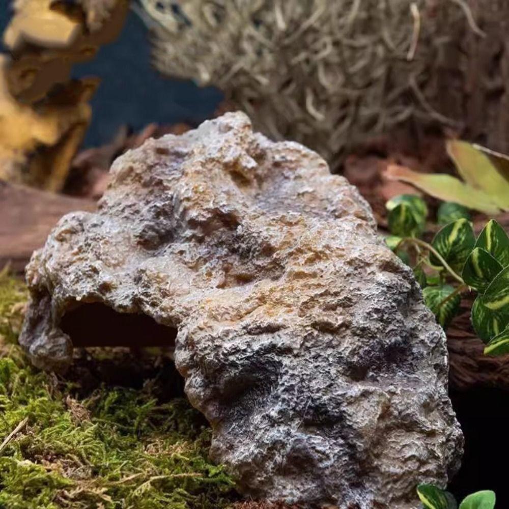 Artificial Reptile Hide Cave Realistic Pet Hide Rest Cave Turtle Shelter Desktop