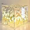 Handmade DIY Tulips Cube Mirror Lamp Soft Glow Easy To Install Romantic Tulips Flower Night Light Desktop Decoration