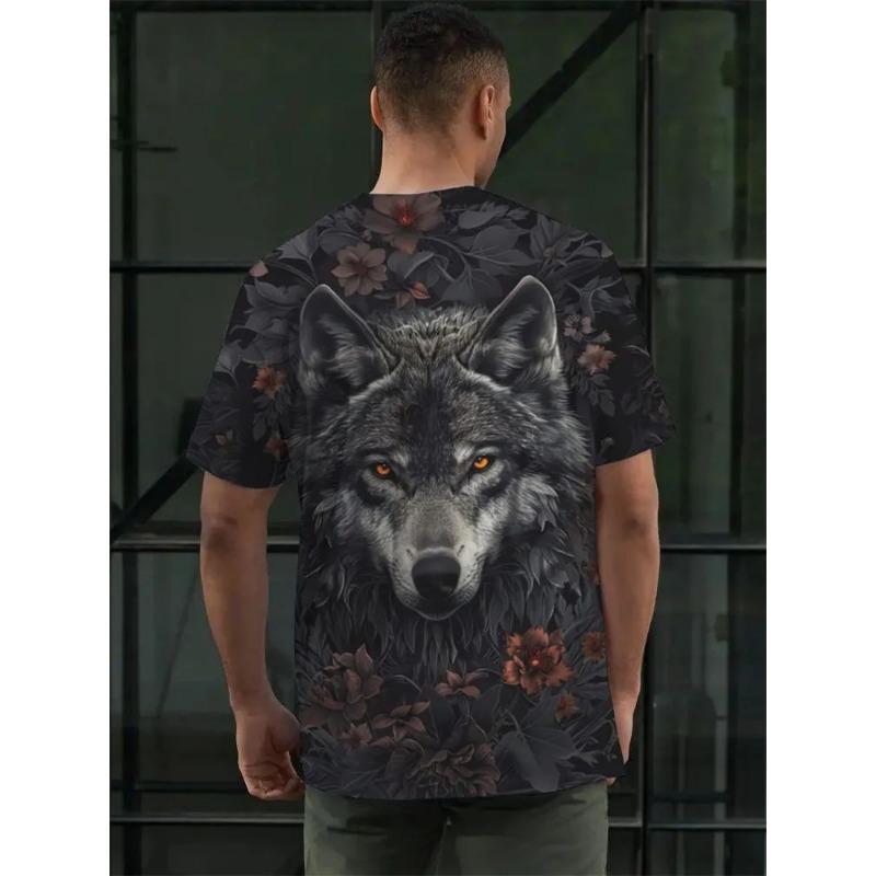 Футболка с волком для мужчин, с принтом животного, с коротким рукавом, топ 3D, повседневная уличная мужская футболка, футболка оверсайз, мужская винтажная одежда, рубашка