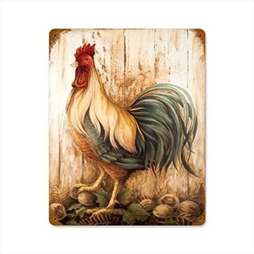 Hisun Tin Sign Retro Vintage Metal Sign Tin Sign Rooster Chicken Outdoor Garden Home Bar Kitchen Wall Decor Sign XInch