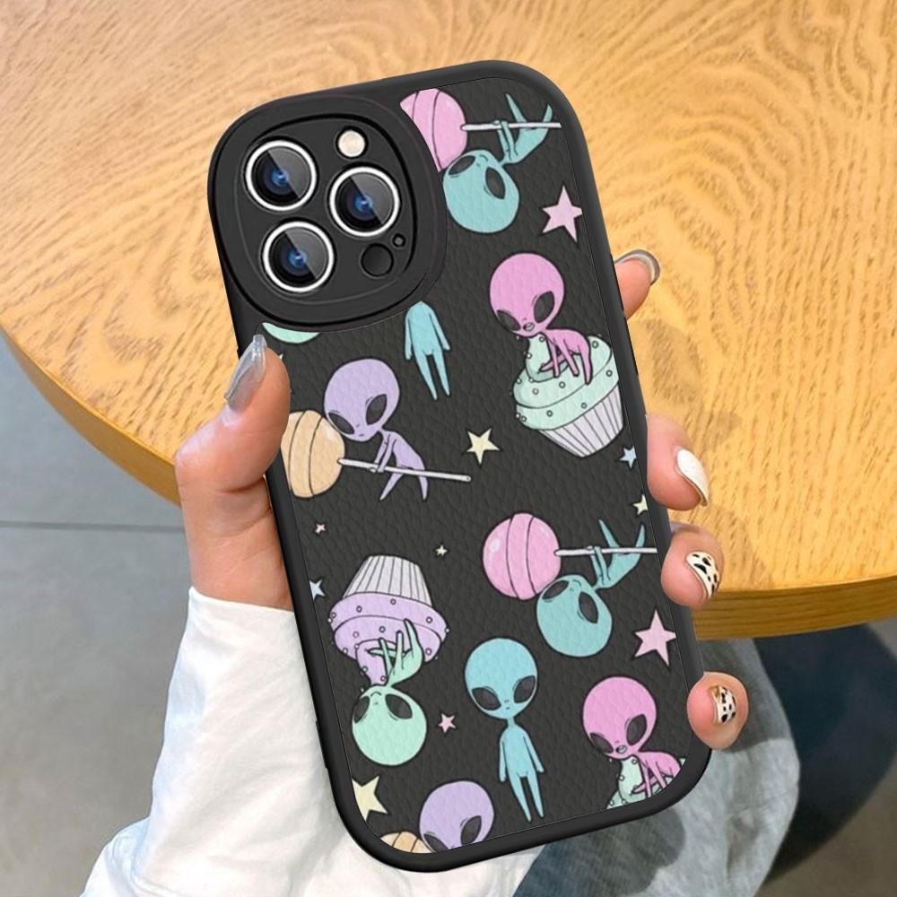 Эстетика милый мультяшный инопланетный космический чехол для телефона из твердой кожи для iPhone 14 13 12 Mini 11 14 Pro Max Xs X Xr 7 8 Plus Fundas
