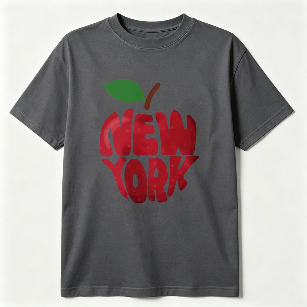 Big Apple New York Graphic Tee Red Typography Urban Minimalist Souvenir Gift Unisex Unisex Shirt Cotton Breathable Summer Shirt