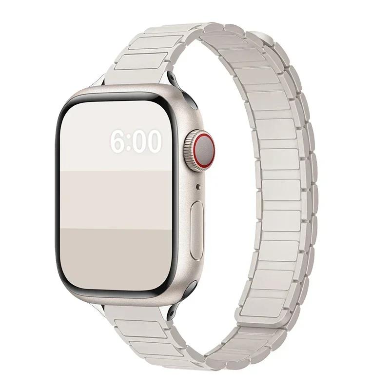 Магнитный силиконовый ремешок-петля для Apple Watch S11 42/46 мм 41 мм 45 мм Тонкие ремешки 44 мм 40 мм 38 мм Браслет iWatch SE 10 9 8 7 6 5 4 Ultra1/2/3 49