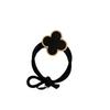 Korean High-End Four-Leaf Clover Hair Tie for Women - Non-Tightening Summer Ponytail Accessory with Black Leather Case