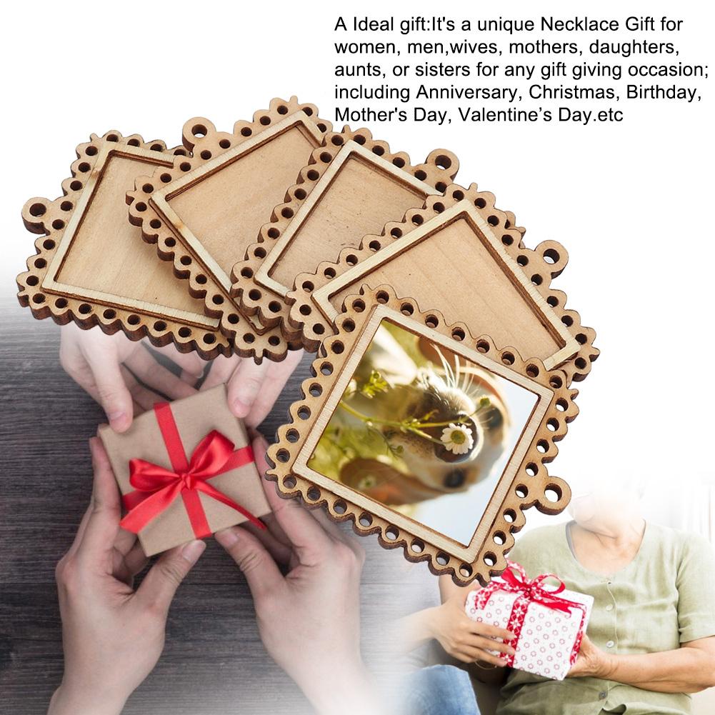 5 шт. деревянные прямоугольные тиснения пустая основа маленькая деревянная фоторамка брелок для ключей лотки