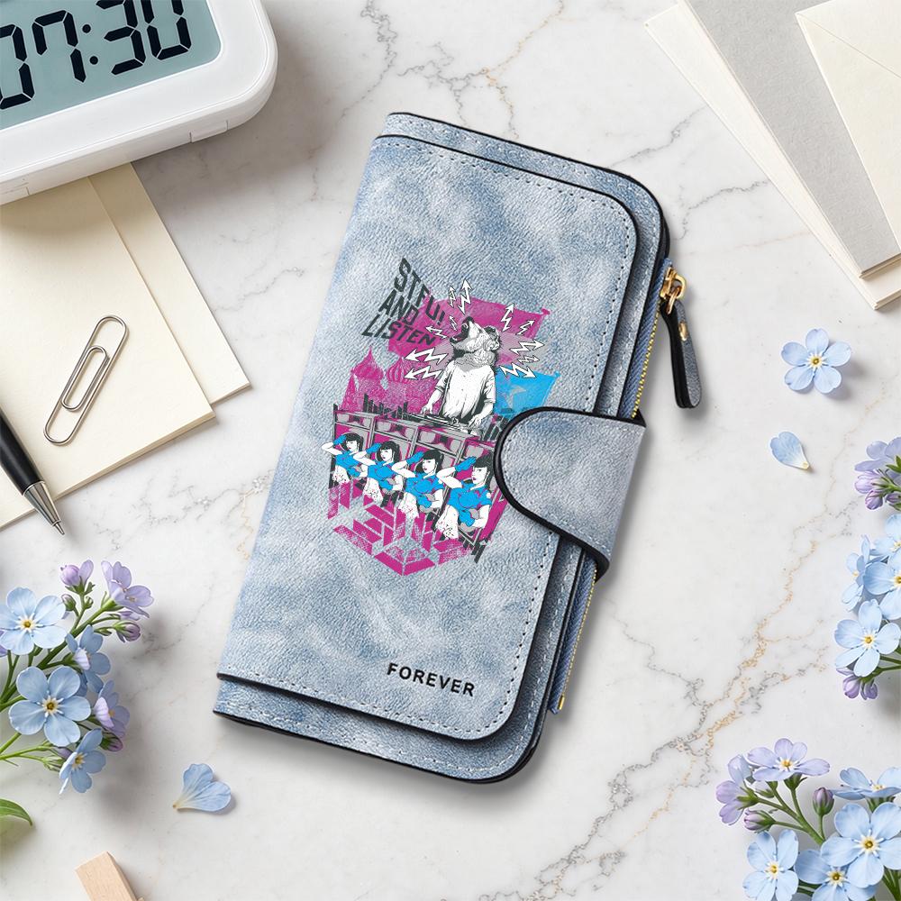 Wolf Print Long Wallet Forever Stylish Casual Portable Multi Card Holder Purse