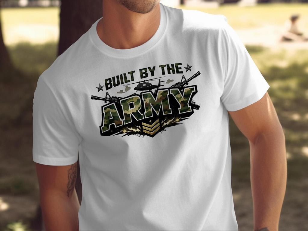 Built by The Army T-Shirt, Patriotic Military Veteran Tee