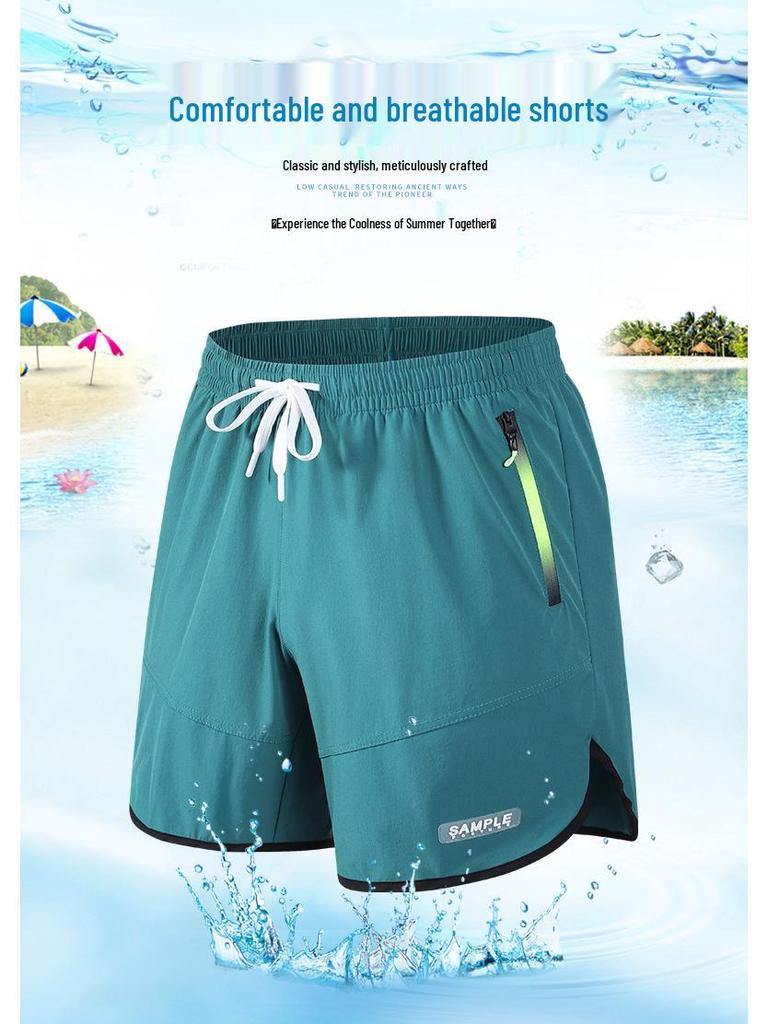 Men's Quick-Dry Ice Silk Sports Shorts - Plus Size, Casual Beach Fitness & Running Pants