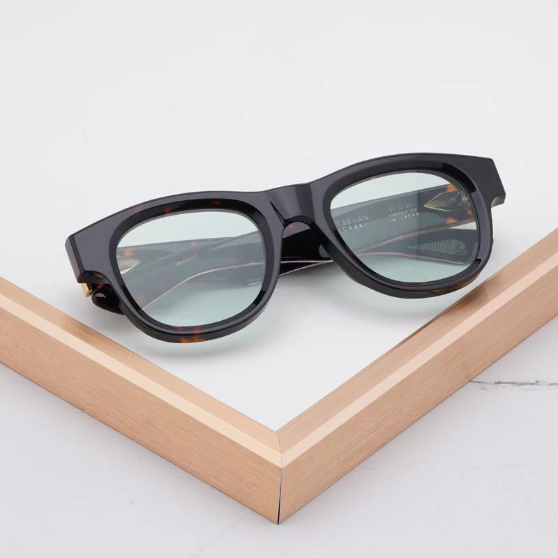 Ацетатные солнцезащитные очки CAAN для мужчин и женщин в овальной оправе, высокое качество, роскошные модные очки ручной работы в японском ретро-стиле для отдыха на открытом воздухе, брендовые очки UV400
