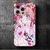 Аниме Кавайная Девушка Инста-Стиль Мягкий Чехол для Телефона для iPhone 16 16E 17 Air 15 Pro Max 14 Plus 13 Mini 11 12 7 Черный Чехол Задняя Панель