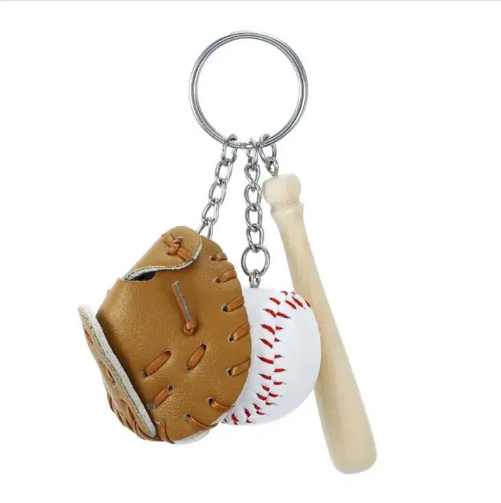 1 Pcs Popular Baseball Keychain Pendant Simulation Mini Baseball Keychain Creative Bat PU Leather Promotion Novelty Gift