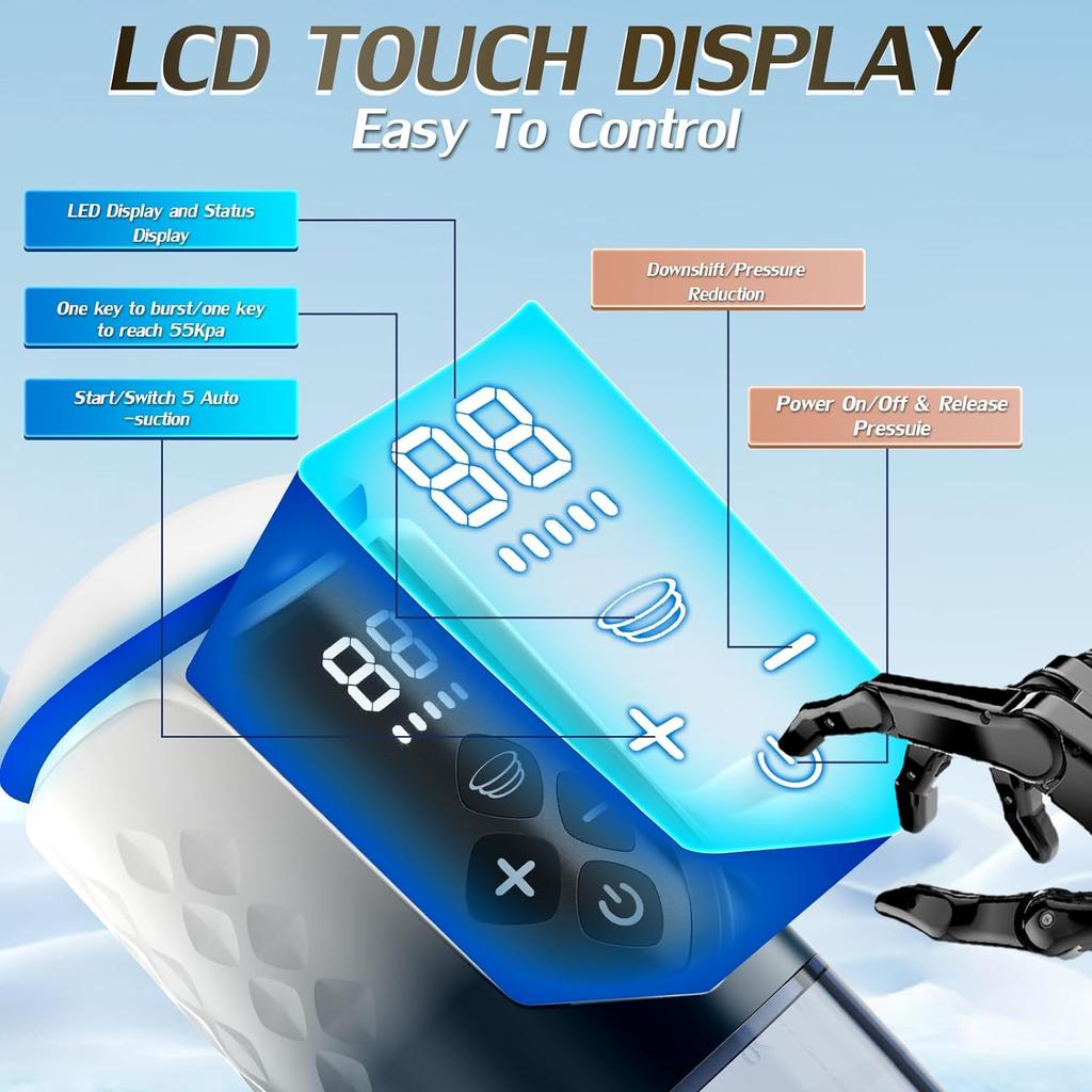 IPX7 Waterproof Electric Penis Pump for Enlargement Man Vacuum Pump Enlargement Extend Pump 5 Suction Levels 2 Silicone Sleeves