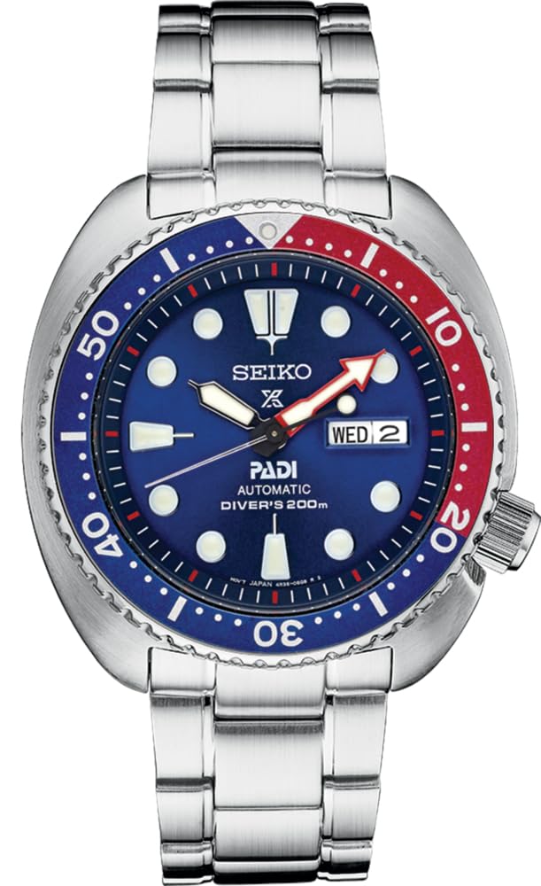 Seiko SRPE99 Automatic Dive Watch for Men Prospex PADI Special Edition LumiBrite Elapsed Timing Bezel Water Resistant Blue - - Hands, - 200m, -