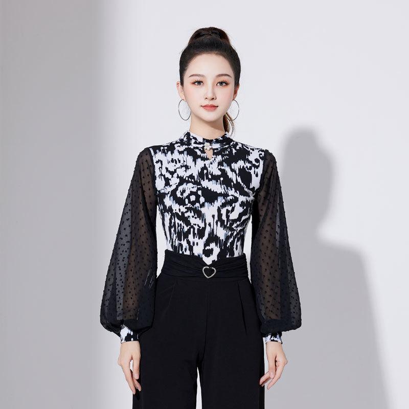 Женский современный комбинезон с рукавами-фонариками, защитой шеи и высоким воротником - танцевальная одежда National Standard