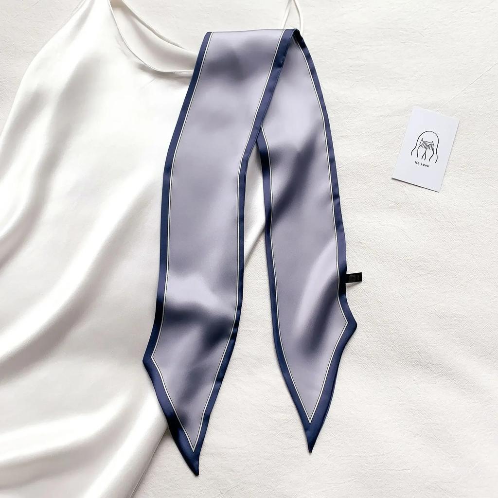 Модный принт шарф с лентой для волос, женский шейный галстук, сумка, шарфы, атласные шелковые узкие платки, женские платки с цветочными полосами, новинка 2022 года