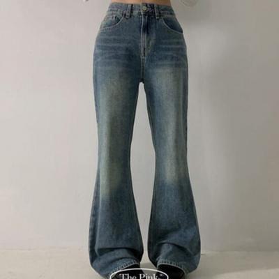 The Pink Meho High Waist Wide Bootcut Denim Pants