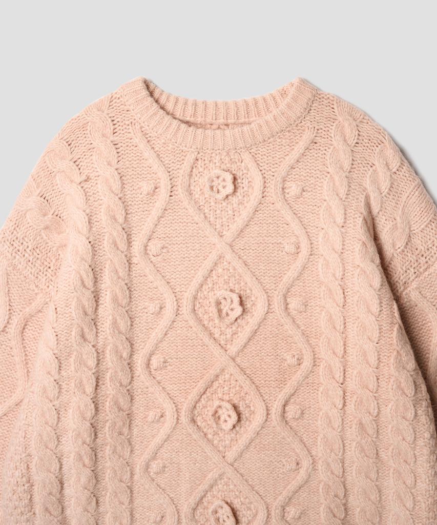 TTUDEMENT Chunky Cable Knit Light Pink
