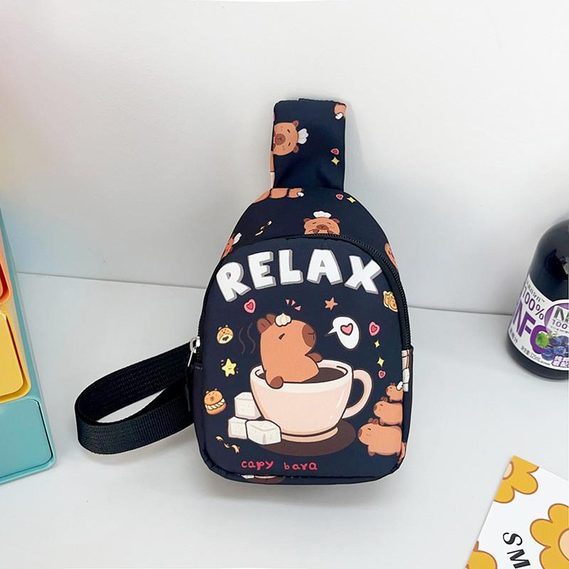 Stylish Children's Cartoon Pattern Crossbody Bag In Black Pink And Blue Colors