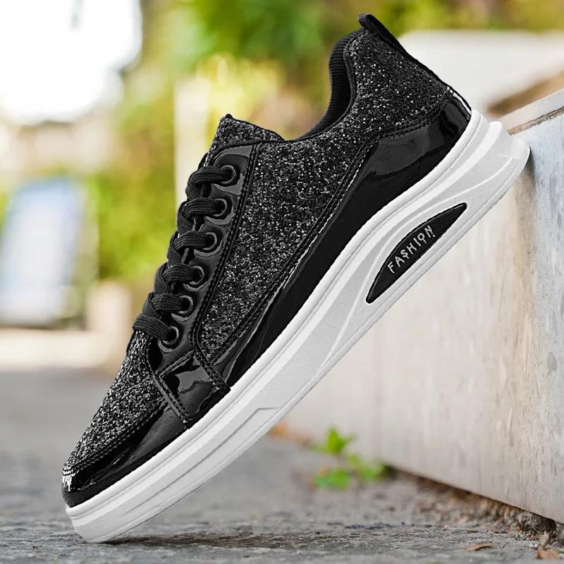 Мужские кроссовки Новая роскошная мода Обувь для скейтборда Блестящая повседневная обувь Мужская обувь на платформе Вулканизированная обувь Большой размер Tenis