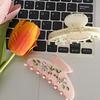 Rhinestone Acetic Acid Shark Clip Hair Clip Flower Hair Claw Transparent Acetate Hair Claw  Girls