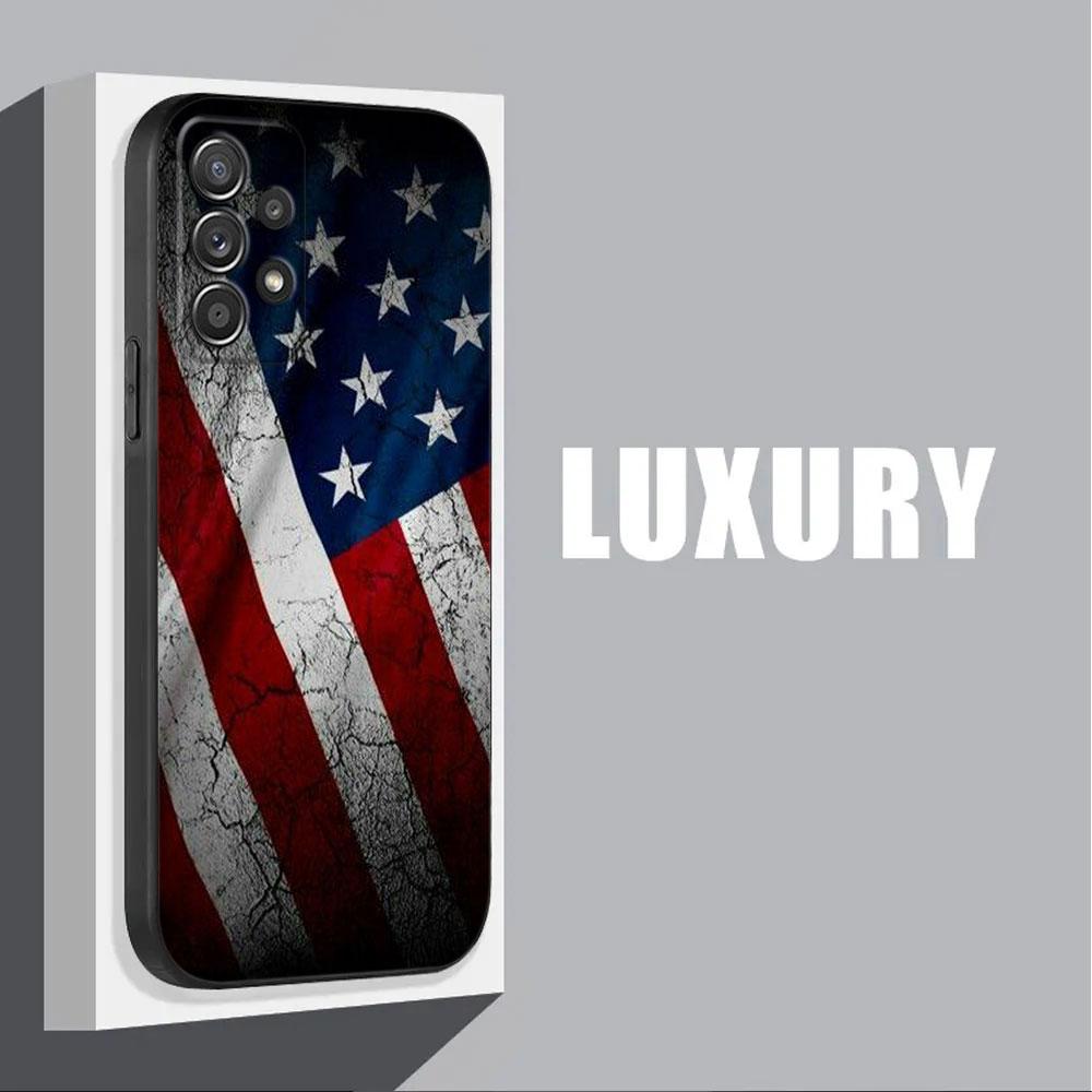 For Samsung Galaxy A55 Case A54 A52S A53 A51 A34 A35 A33 A32 A50 A72 A71 A30 A7 A9 2018 Cases Soft Cover American USA Flag Eagle