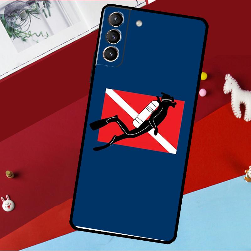 Diver Down Diving Flag Funda For Samsung Galaxy S26 S25 S24 S22 S23 Ultra Plus S20 S21 FE S9 S10 S25 FE Phone Case