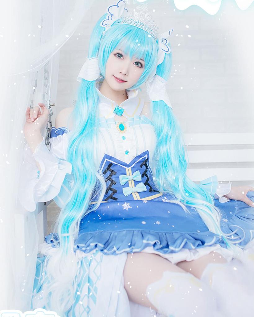 [Milky Time] Snow Miku Hatsune Miku Cosplay Costume with Wig, Halloween Costume for 2019