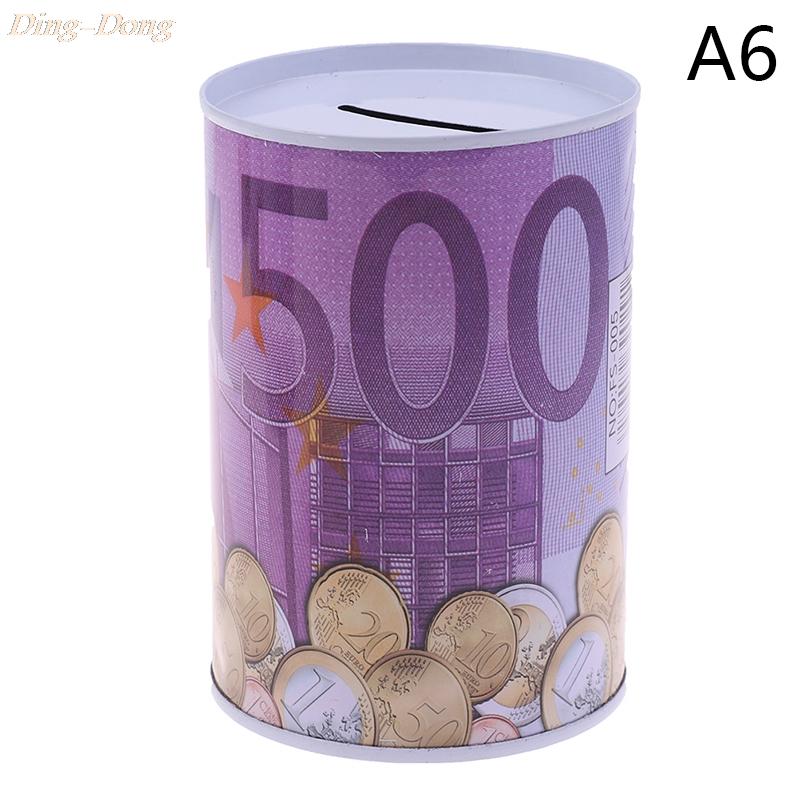 Жестяной цилиндр Копилка Евро Доллар Фото Коробка Бытовая Копилка Украшения Дома Копилки