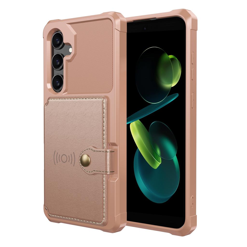 Чехол для Samsung Galaxy S24 FE с держателем для карт, задняя крышка телефона из ПУ кожи+ТПУ