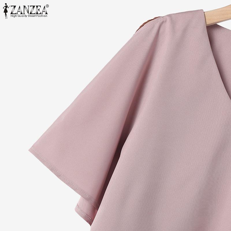 ZANZEA Женская блузка с коротким рукавом и брюки, повседневные комплекты из двух предметов