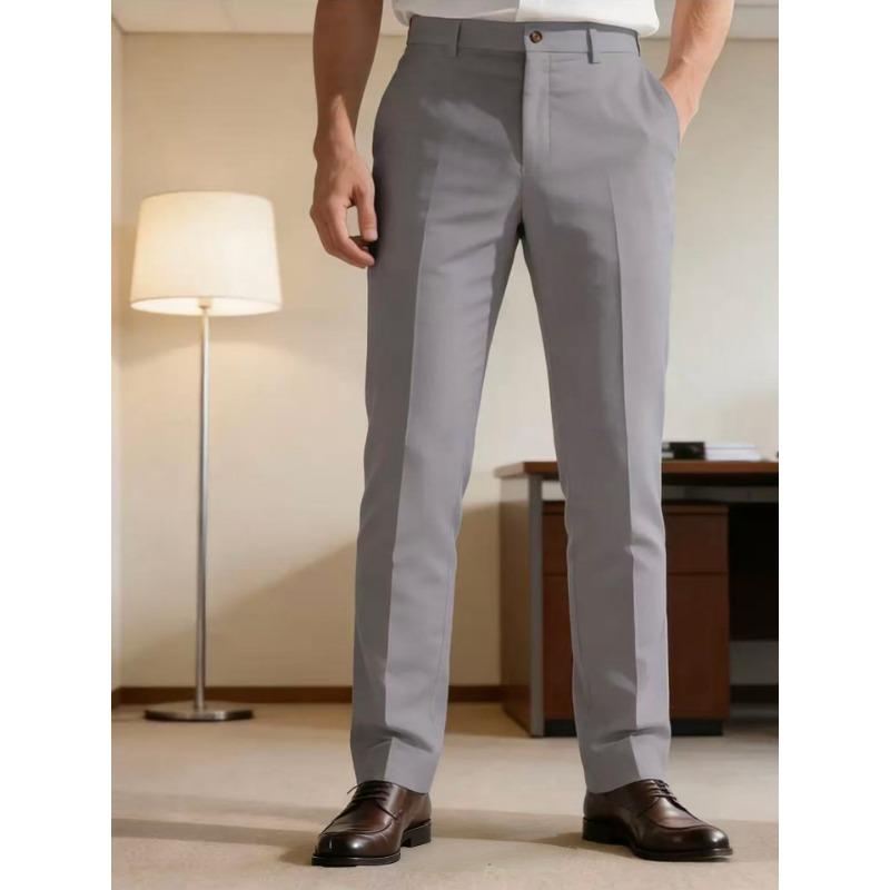 Mens White Straight Leg Formal Dress Pants