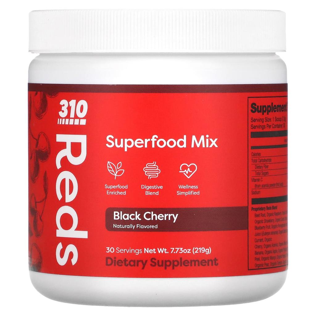 310 Nutrition Reds, Superfood Mix, Black Cherry, 7.73 Oz (219 G)