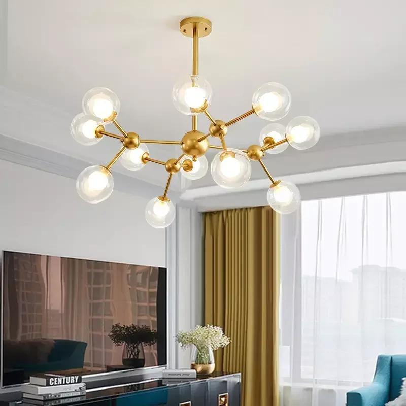 Nordic Industrial Molecular Chandeliers Home Black Sputnik Metal Ceiling Lamp for Dining Room Indoor Loft Bubble Pendant Lamp