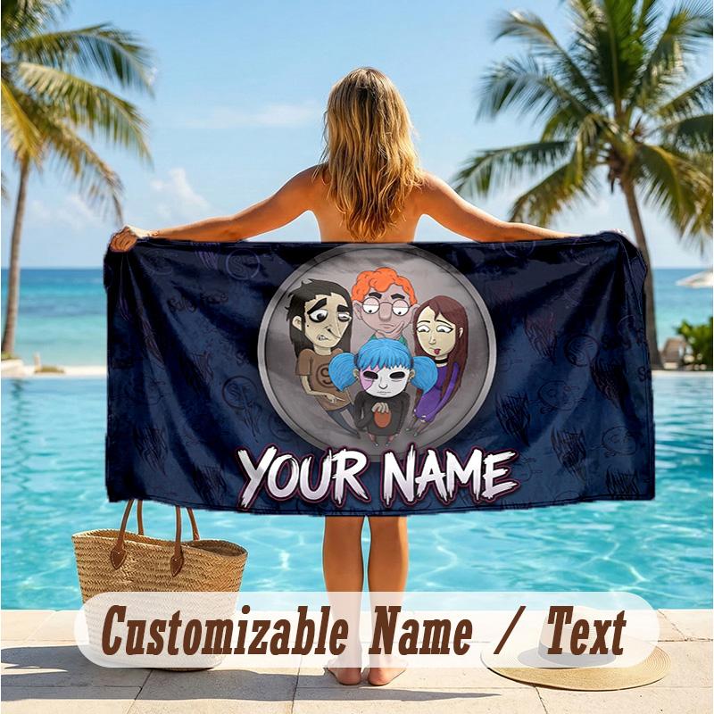 Custom Text Beach Towel, Soft Absorbent Swimming Multi-use TowelSally Face
