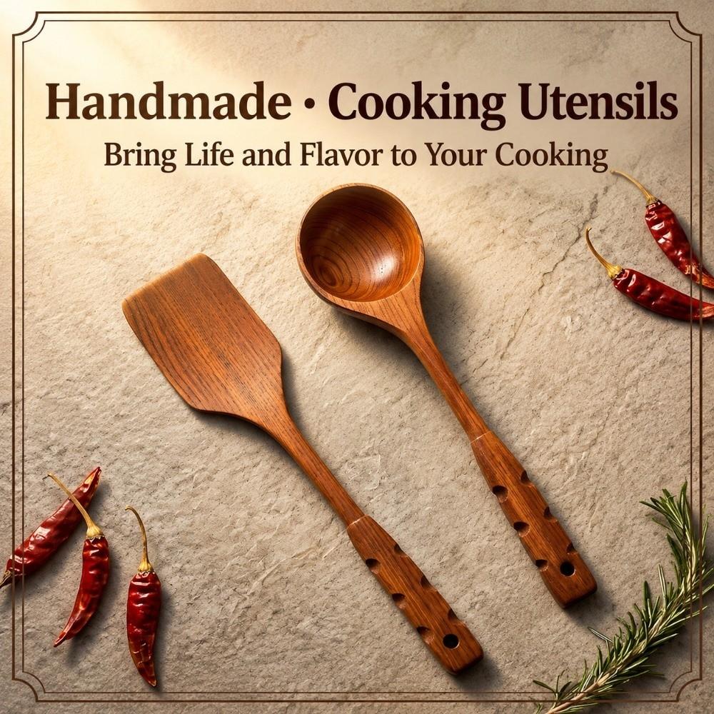 Natural Wood Wood Soup Spoon Vintage Wood Cookware New Wood Kitchen Utensil Home Kitchen Use