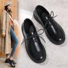 Spring British Style Student Girl Leather Shoes Full Black Office Business Lace Up Women Oxford