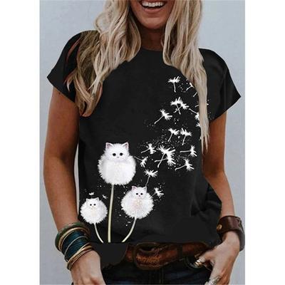 Летний топ с круглым вырезом и 3D-принтом, модные повседневные женские футболки с короткими рукавами