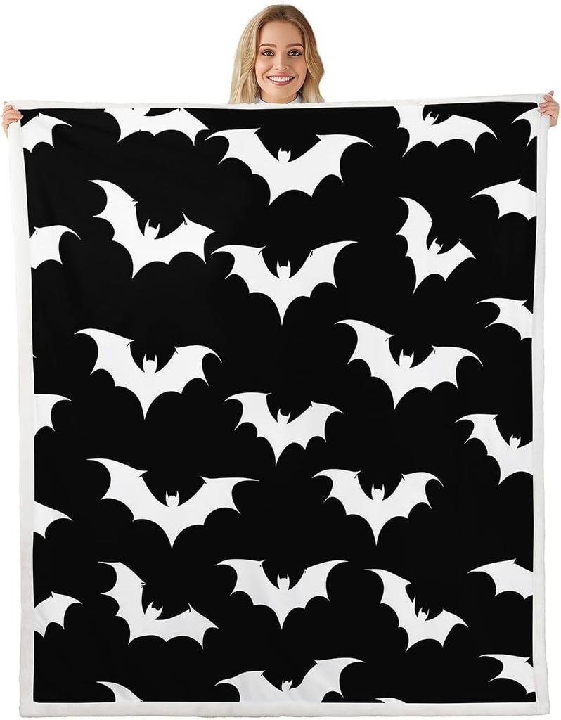 GUOYU Blanket Gothic Skull Fleece Blanket Baby Happy Halloween Sherpa Blanket Ghost Skull Goth Fuzzy Plush Throw for Adults Men WomenHorror