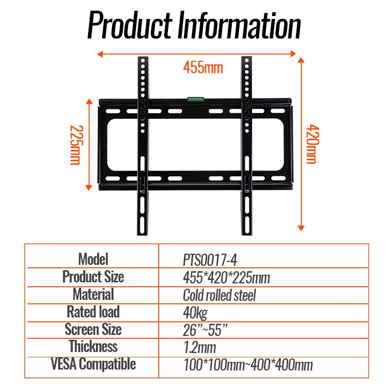 Universal TV Wall Mount Bracket for Most 26-55 Inch LED Plasma TV Mount Up To VESA 400x400mm and 110 LBS Loading Capacity