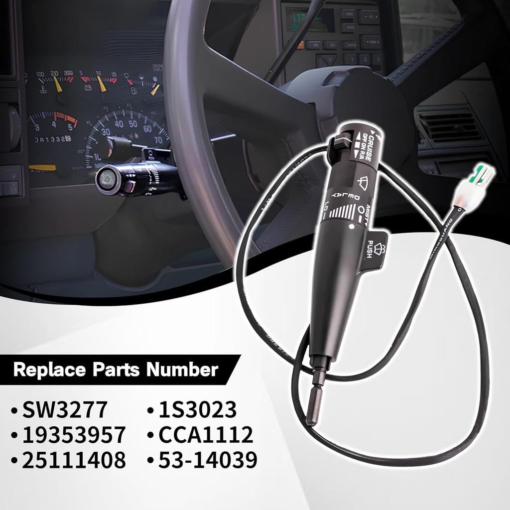 19353957 Turn Signal Combo Lever Compatible With 1988-1994 Chevrolet GMC Headlamp Dimmer Switch, Cruise Control Actuator, Windshield Wiper Lever Asm