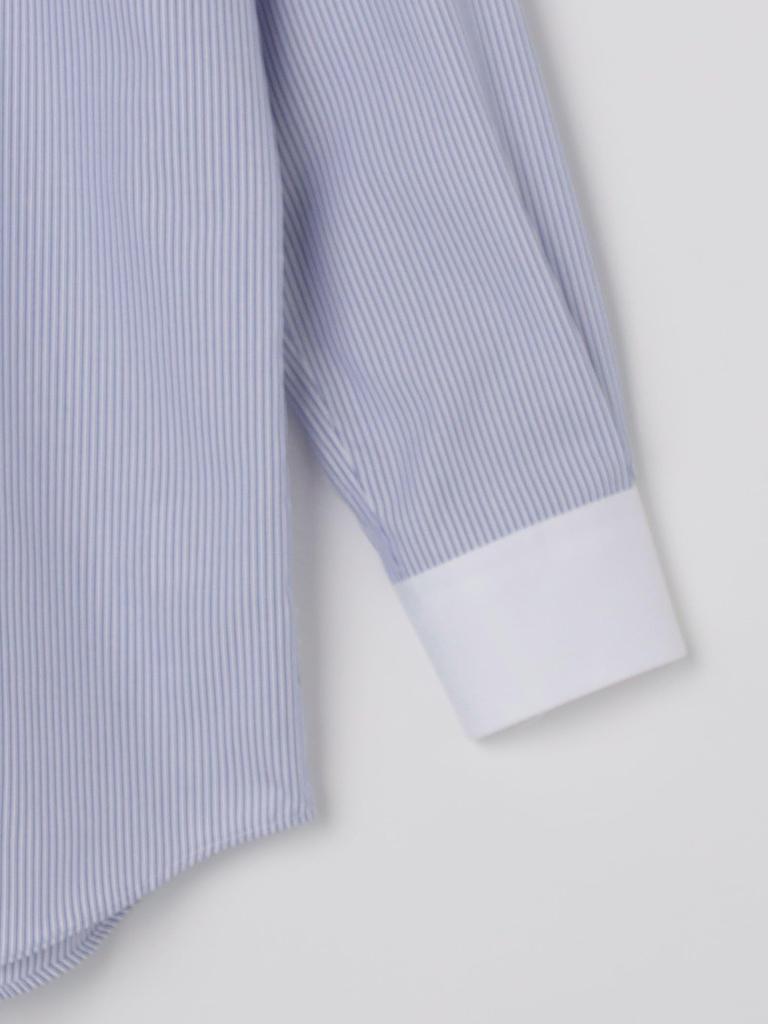 SHIPS Colors Мужская рубашка с широким воротником и полоской «клерк», не требующая особого ухода, синяя, размер 40, 211130390