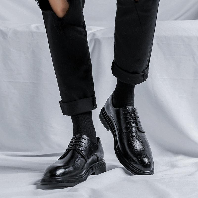 Повседневная обувь корейской версии, модные британские мужские кожаные костюмные туфли для свадьбы, деловые туфли из кожи 19931-R
