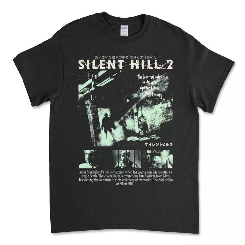 Новая черная футболка Silent Hill 2 Хоррор Выживание Игровая футболка Перепечатка