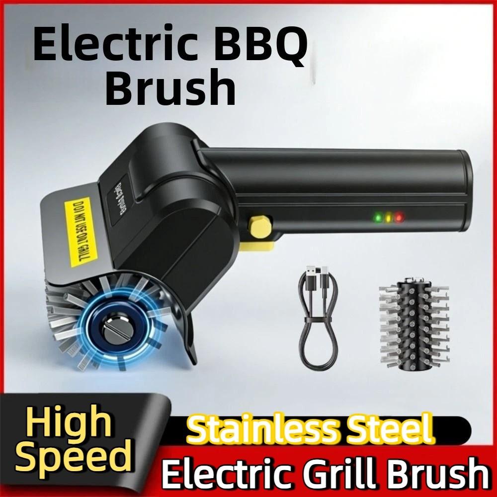 Stainless Steel Electric Grill Brush Portable Roller Grill Cleaner Brush  Outdoor Cooking