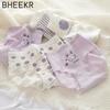 5pcs/set Cute Purple Girl Cartoon Rabbit Thread Cotton Strawberry Girl Student Mid-waist Panties Female